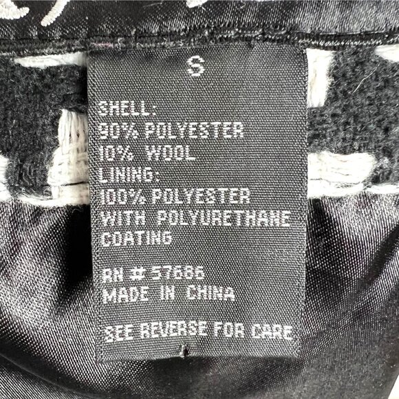 Me Jane Houndstooth Trench Coat Jacket Size S Wool Blend Black White - Picture 9 of 10